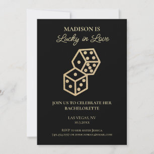 Invitation Lucky in Love Gold Dice Casino Bachelorette Party
