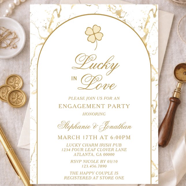 Invitation Lucky in Love Gold Shamrock Engagement Party (Créateur téléchargé)