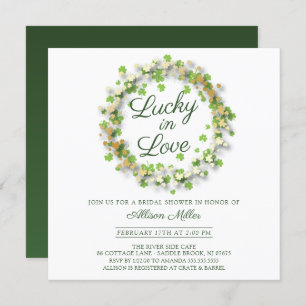 Invitation Lucky in Love Golden Shamrocks Fête de l'mariée