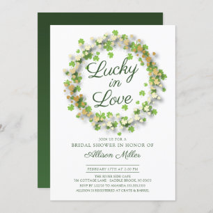 Invitation Lucky in Love Golden Shamrocks Fête de l'mariée