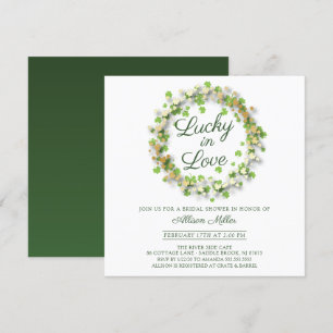 Invitation Lucky in Love Golden Shamrocks Fête des mariées