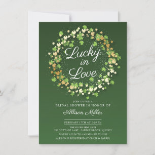Invitation Lucky in Love Golden Shamrocks Fête des mariées