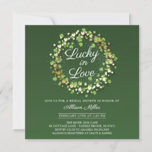 Invitation Lucky in Love Golden Shamrocks Fête des mariées