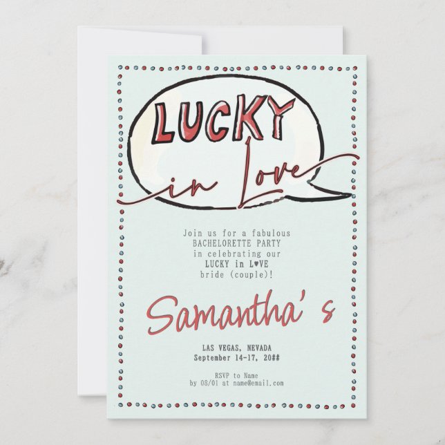 Invitation Lucky In Love Las Vegas Casino Modern Bachelorette (Devant)
