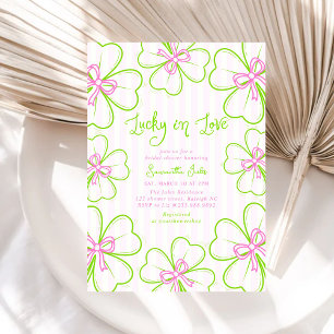 Invitation Lucky in Love Mariage Fête Rose Vert Shamrock