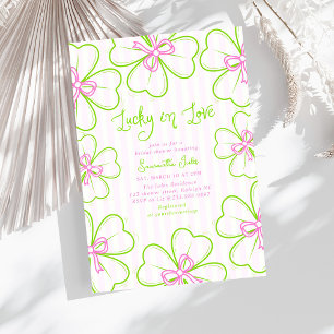 Invitation Lucky in Love Mariage Fête Rose Vert Shamrock 