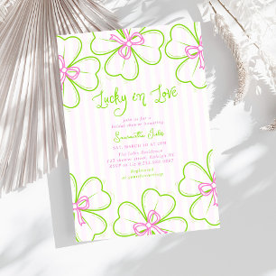 Invitation Lucky in Love Mariage Fête Rose Vert Trèfle