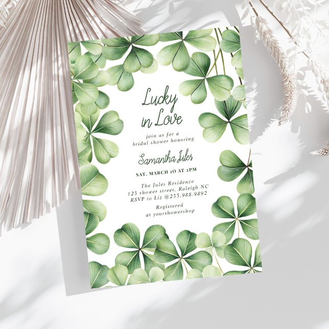 Invitation Lucky in Love Mariage Shower Vert Shamrock  (Créateur téléchargé)