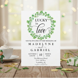 Invitation Lucky in Love Mariage St. Patrick's Day Clover