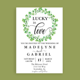 Invitation Lucky in Love Mariage St. Patrick's Day Clover