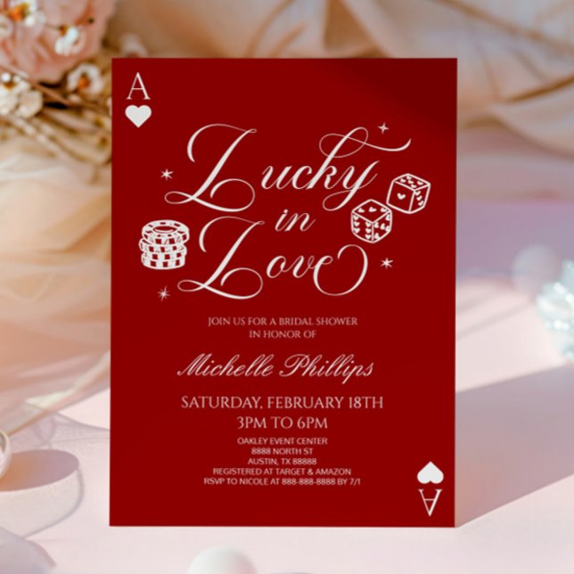 Invitation Lucky In Love Playing Card Casino Bridal Shower (Créateur téléchargé)