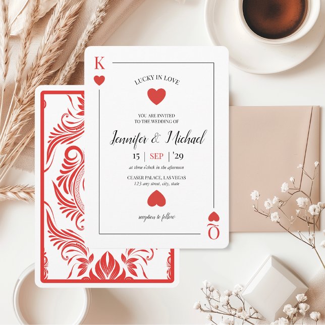 Invitation Lucky in Love Playing Card Las Vegas Mariage (Lucky in Love | Playing Card Unique Las Vegas Wedding Invitation)