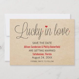 Invitation Lucky in Love Save the Date, Rouge