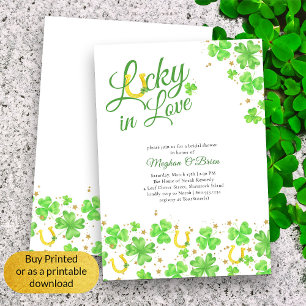 Invitation Lucky in Love Shamrock Elegant Fête des mariées