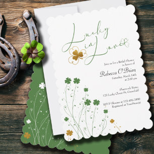 Invitation Lucky in Love Shamrock Fête des mariées Fleur sauv