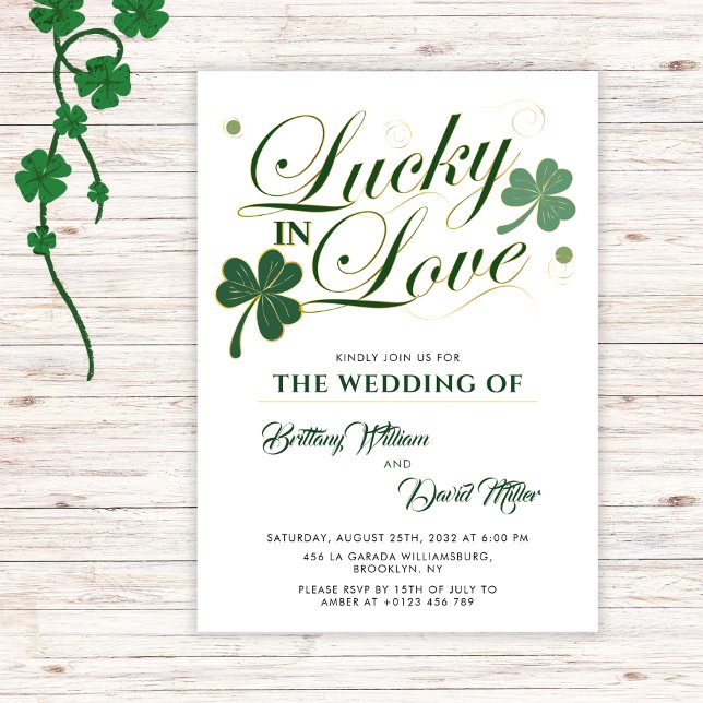 Invitation Lucky in Love St Patrick's Minimalist Mariage (Créateur téléchargé)