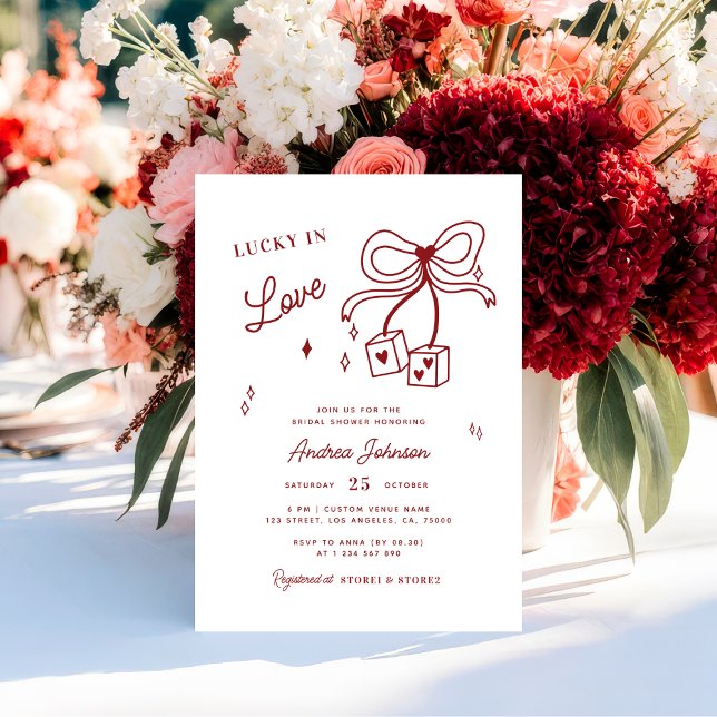 Invitation Lucky in Love Vegas Dice Casino Bow Fête des marié (Créateur téléchargé)