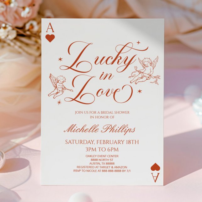 Invitation Lucky In Love Vintage Cupid Bridal Shower (Créateur téléchargé)