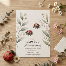 Lucky Ladybug Aquarelle Fleurie Fille 1er Annivers