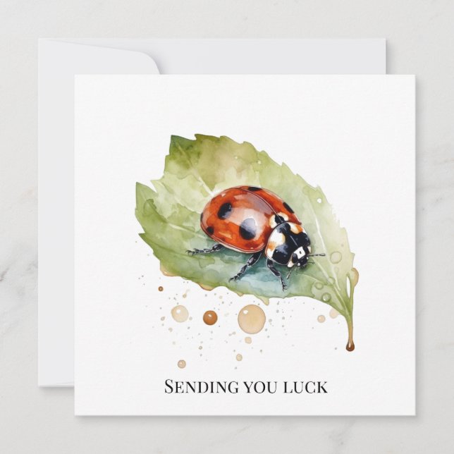 Invitation Lucky Ladybug sur la feuille (Devant)