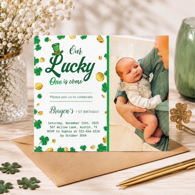 Invitation Lucky Little One – Fête de la Saint-Patrick pour u (Créateur téléchargé)