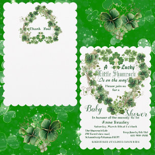 Invitation Lucky Little Shamrock 4 Baby shower de trèfle feui