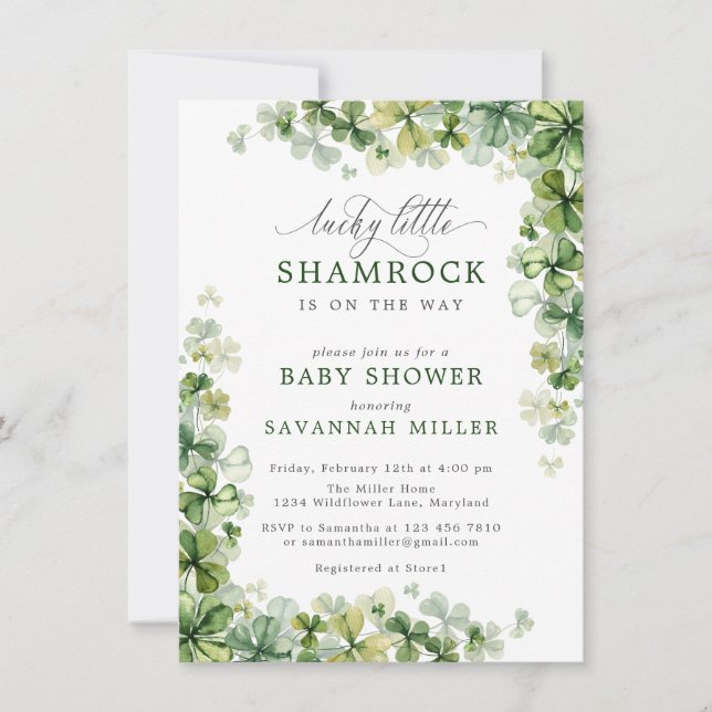Invitation Lucky Little Shamrock Baby shower Ressort (Devant)