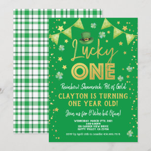 Invitation Lucky One Baby First Birthday St Patrick's Day