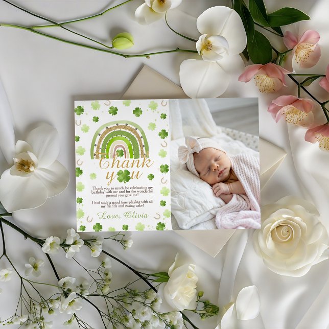 Invitation Lucky One Birthday Photo Thank You Card (Créateur téléchargé)