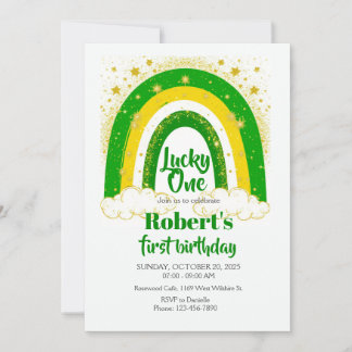 Invitation Lucky One Birthday, Shamrock Birthday Invite