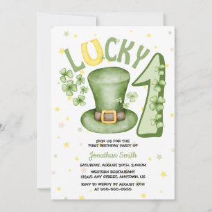 Invitation Lucky One Clover Coloré Étoiles Anniversaire