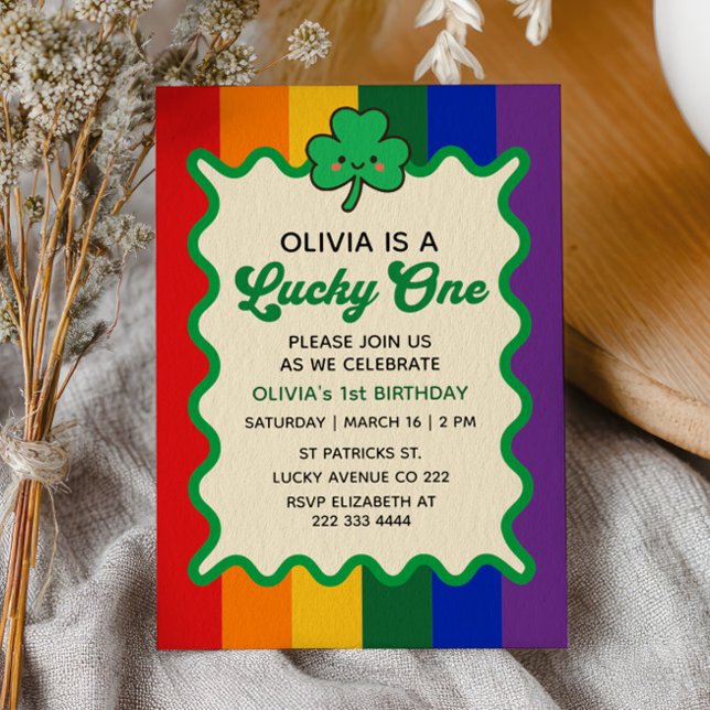 Invitation Lucky One Cute Shamrock St. Patrick's 1st Birthday (Créateur téléchargé)