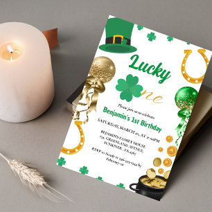 Invitation Lucky One First Birthday St Patrick's Day Boy Girl