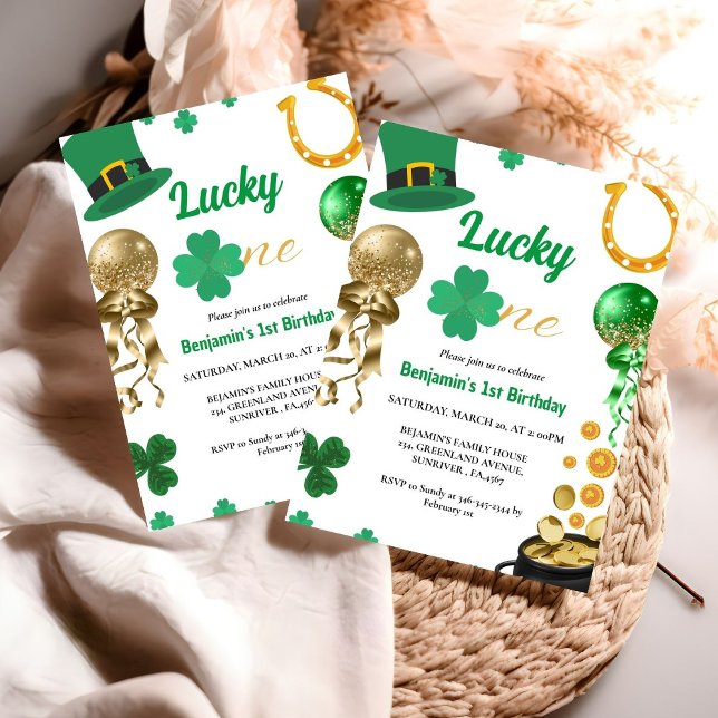 Invitation Lucky One First Birthday St Patrick's Day Boy Girl (Créateur téléchargé)