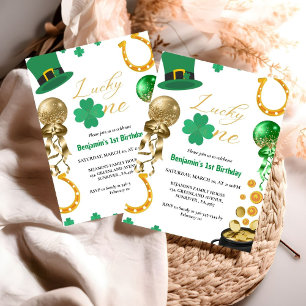 Invitation Lucky One First Birthday St Patrick's Day Boy Girl