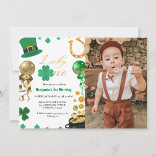 Invitation Lucky One First Birthday St Patrick's Day Boy Girl