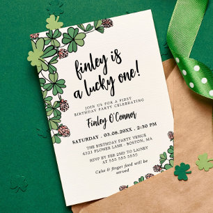 Invitation Lucky One Four Leaf Clover 1ère fête d'anniversair