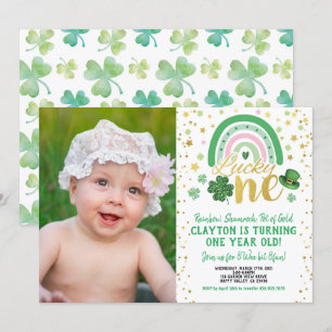 Invitation Lucky One Girl First Birthday St Patrick's Photo