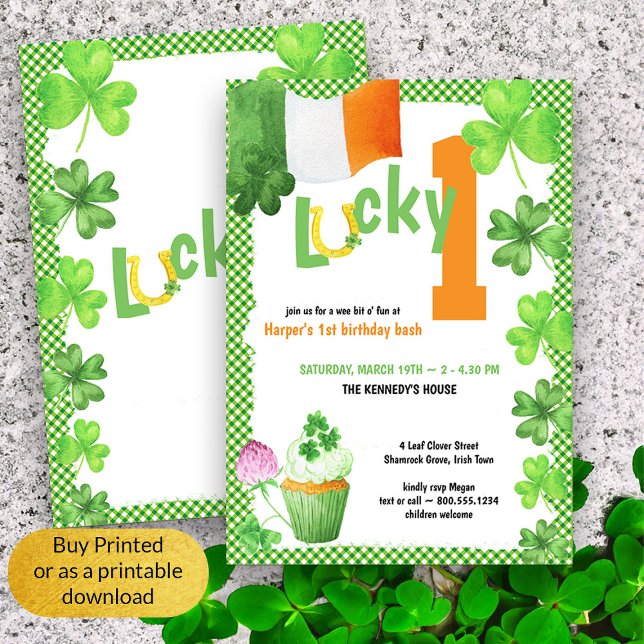 Invitation Lucky One Irlandais Thème Premier Anniversaire (Lucky One First Birthday Invitation)