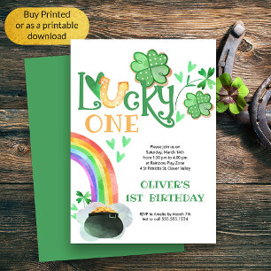 Invitation Lucky One Rainbow Shamrock Horseshoe anniversaire