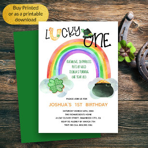 Invitation Lucky One Rainbow Shamrock Pot d'or Anniversaire