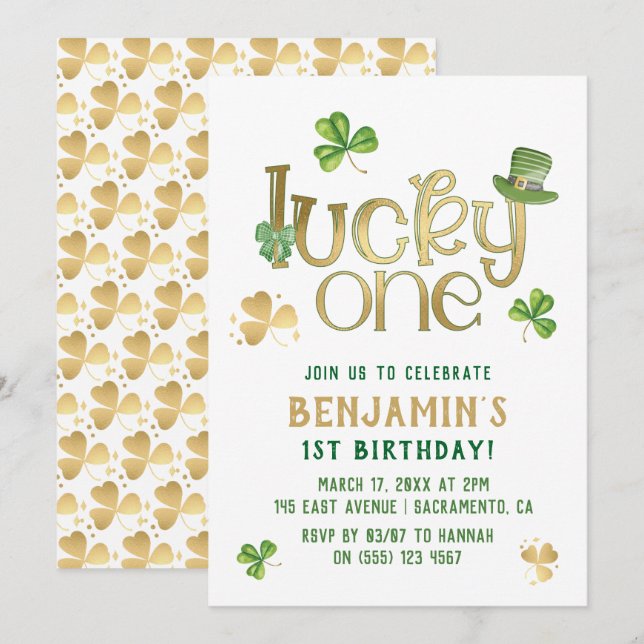 Invitation Lucky One | Saint Patrick's Day Premier anniversai (Devant / Derrière)