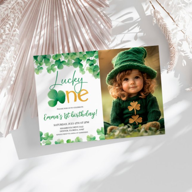 Invitation Lucky One Shamrock 1er anniversaire Photo (Créateur téléchargé)
