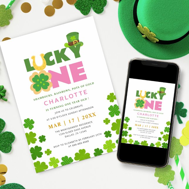 Invitation Lucky One Shamrock 1er anniversaire St. Patrick's  (Créateur téléchargé)