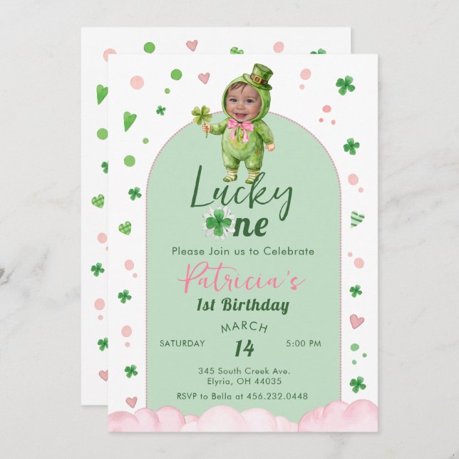 Invitation Lucky One St Patrick Birthday Photo (Devant / Derrière)