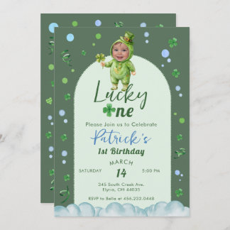 Invitation Lucky One St Patrick Boy with Photo Birthday