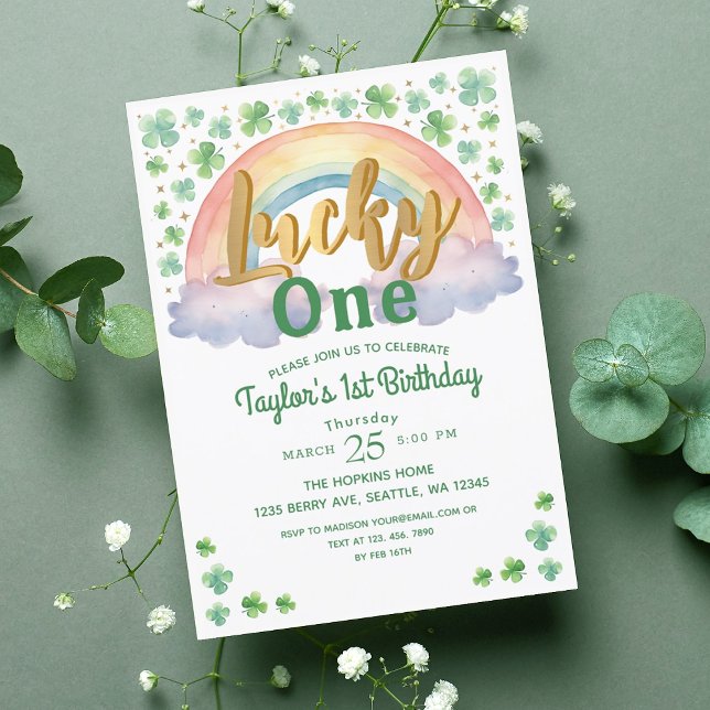 Invitation Lucky One St patrick Enfants 1er anniversaire (Créateur téléchargé)