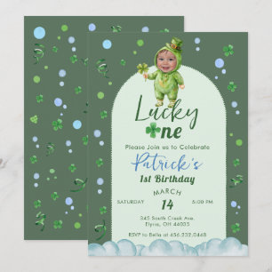 Invitation Lucky One St Patrick garçon avec photo Anniversair