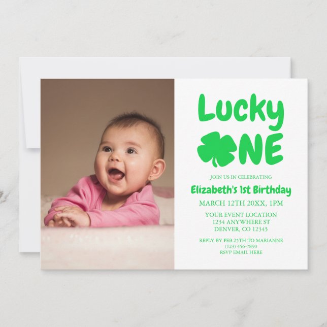 Invitation Lucky One St Patrick's Day 1er anniversaire (Devant)