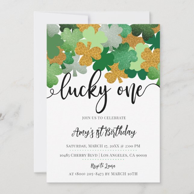 Invitation Lucky One St. Patrick's Day 1er anniversaire (Devant)